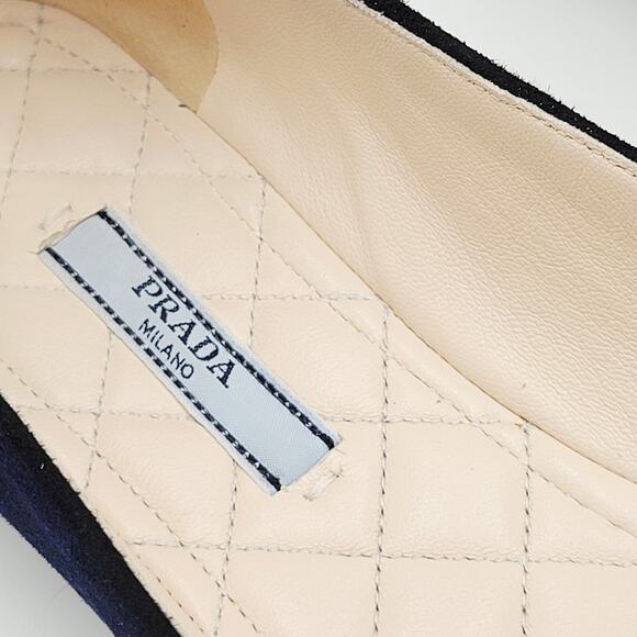 Prada Blue Suede Flat Shoes loafers flats Sz EU 38 US7.5 Camoscio Bicolo - Picture 10 of 16